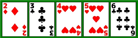 browser game app 『FIVE CARDS』poker hand screen shot straight