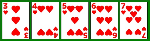 browser game app 『FIVE CARDS』poker hand screen shot straight flush