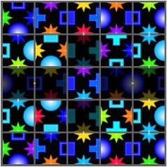 android/iOSゲームアプリ 『PANEL'n』スクリーンショット パネル5×5 マーク各種 星・四角・丸・十字など・・・