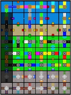 android/iOSゲームアプリ 『PANEL'n』スクリーンショット パネル6×8 橋と道路と海と砂浜(芝生とコンクリート)